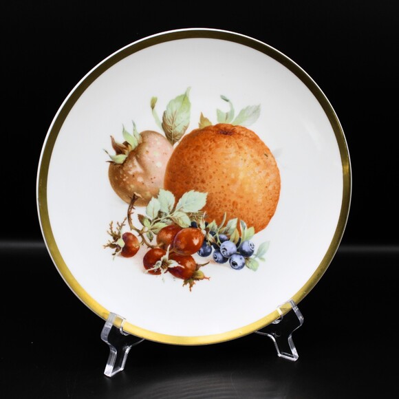 Vintage Collectible 1950s German Jaeger Porcelain Harvest Plate with Gold Trim - Picture 1 of 5